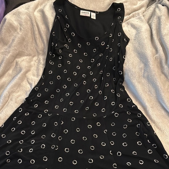 Chico's Black Dress with White Circle Pattern - Picture 1 of 3